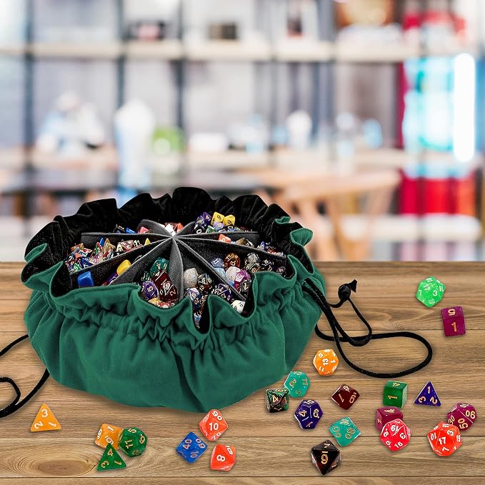 SIQUK Large Dice Bag with Pockets Big Capacity Dice Bag Drawstring Dice Pouch - Image 6