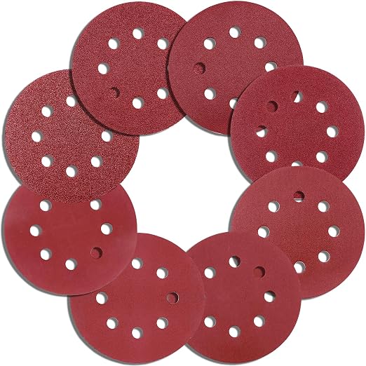 Sanding Discs Variety Grit Sandpaper: Hook Loop Disc 5-Inch 8-Holes 60 80 120 by HIHANG