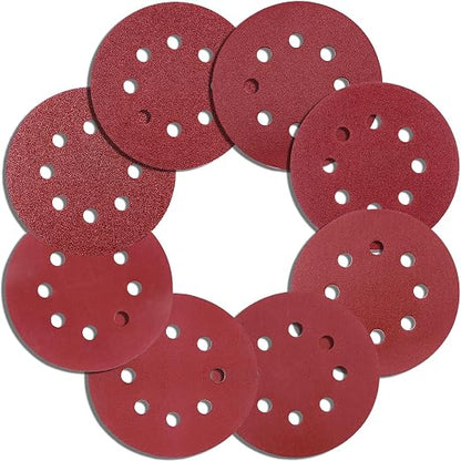 Sanding Discs Variety Grit Sandpaper: Hook Loop Disc 5-Inch 8-Holes 60 80 120 by HIHANG