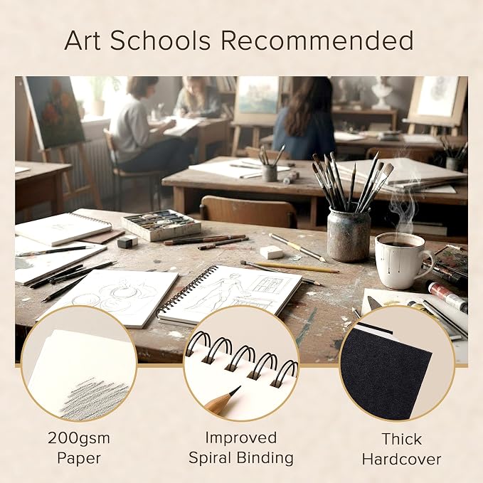 Artist’s Sketchbook Hardcover – 200GSM Very Thick Paper – Spiral Sketch Book - Image 5