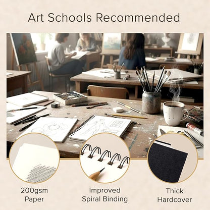 Artist’s Sketchbook Hardcover – 200GSM Very Thick Paper – Spiral Sketch Book - Image 5