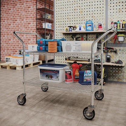 24" W x 36" L x 36" H Chrome Heavy Duty Utility Cart | 2-Tier | NSF Commercial - Image 4