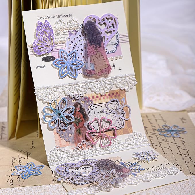 Vintage Hollowed-Out Scrapbook Paper Set, Scrapbooking, and DIY Crafts - Image 6
