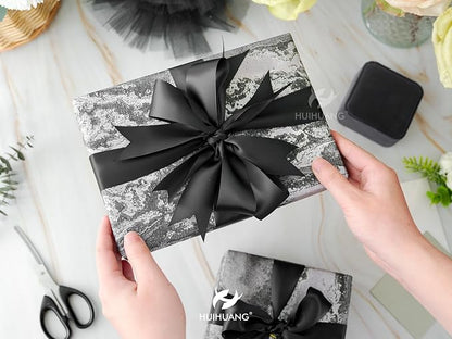 HUIHUANG Black Satin Ribbon 1-1/2 inch x 100 Yards Double-Faced Satin Ribbon - Image 3
