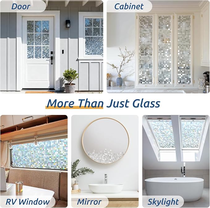 rabbitgoo Stained Glass Window Privacy Film Mosaic Pattern, Frosted Glass - Image 9