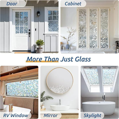 rabbitgoo Stained Glass Window Privacy Film Mosaic Pattern, Frosted Glass - Image 9