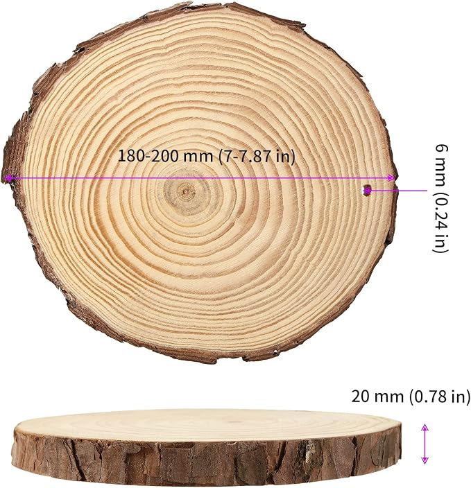 JEUIHAU 8 PCS 7-8 Inches Natural Wood Slices - Image 2