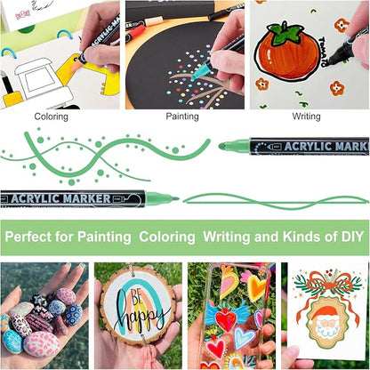 80 Colors Waterproof Dual Tip Acrylic Paint Pens, Dot & Fine Tip Premium - Image 6