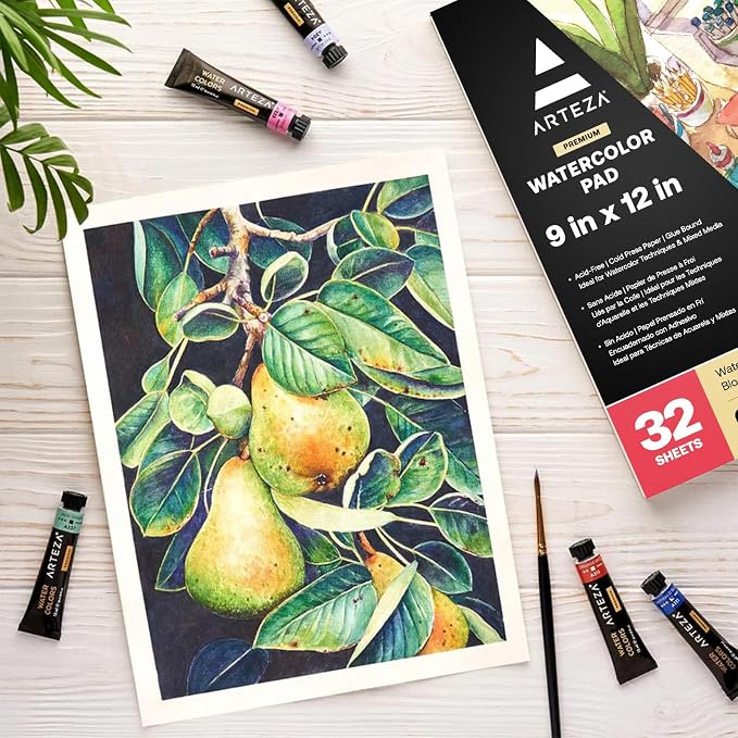 ARTEZA Watercolor Paper, 32 Sheets Each, 9x12 Inch Water Color Paper, - Image 4