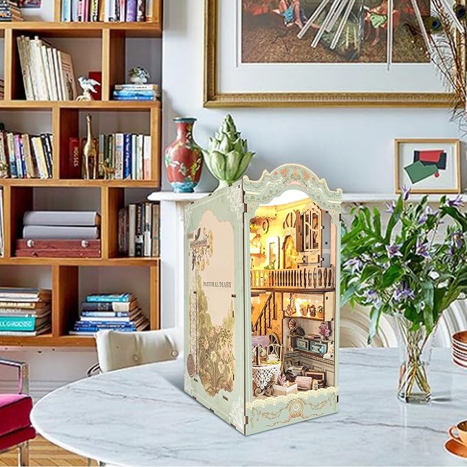 DIY Book Nook Kit, Dollhouse Booknook Bookshelf Insert Decor, 3D Wooden Puzzles - Image 6