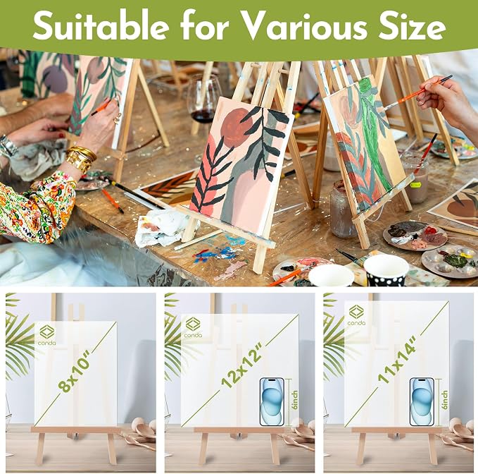 Conda 2 Pack 17 Inch Wooden Tabletop Easel Stand, A-Frame Art Painting Easel - Image 4