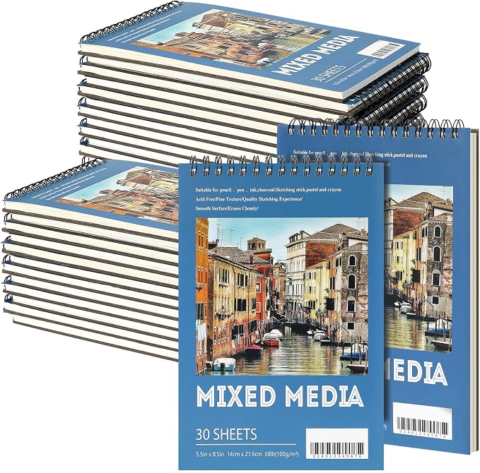 Jexine 5.5'' x 8.5'' Top Spiral Bound Sketch Pad 30 Sheet Each, Sketching by Jexine