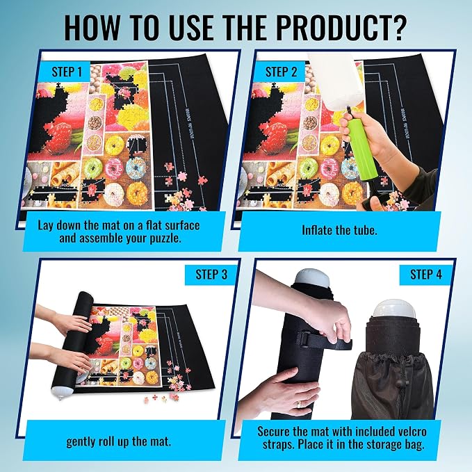 Black 1500 Pieces Jigsaw Puzzle Mat Roll Up | Unique Design, Portable Puzzle - Image 5