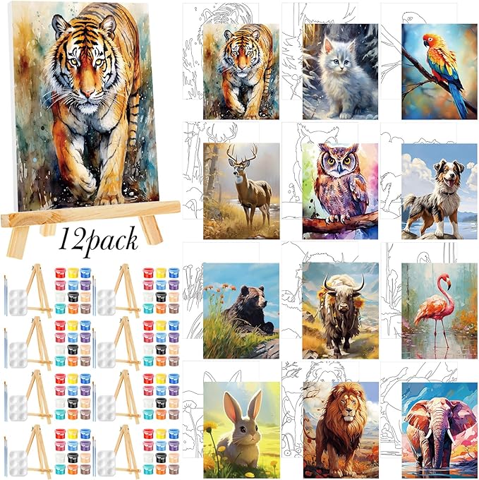 Zhanmai 12 Pack Pre Drawn Canvas by Zhanmai