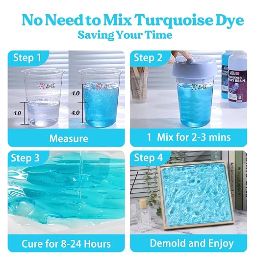 LET'S RESIN EPOXY RESIN Turquoise Epoxy Resin, 44OZ Bubble Free & High-Gloss - Image 4