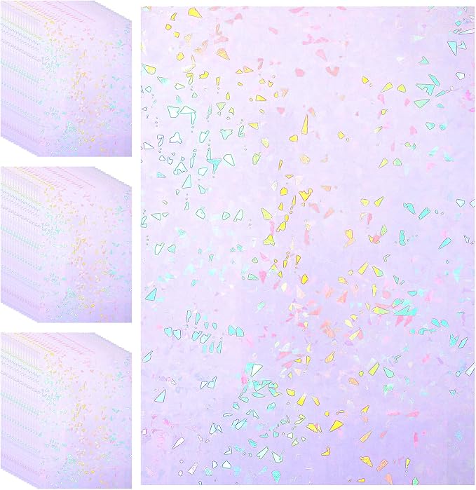 60 Sheets Holographic Laminate Sheets Clear Glitter A4 Size Vinyl Sticker Paper by Unknown