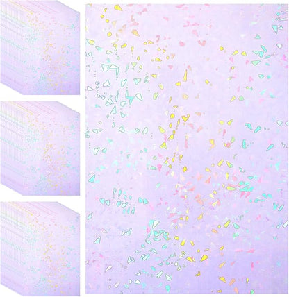 60 Sheets Holographic Laminate Sheets Clear Glitter A4 Size Vinyl Sticker Paper by Unknown