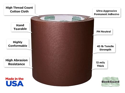 BookGuard 4 inch Premium Bookbinding Repair Cloth Tape, 15 Yard Roll - Image 2