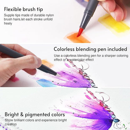 12 Colors Blendable Watercolor Pens 2025 Upgrade Water Based Paint Set Double - Image 5