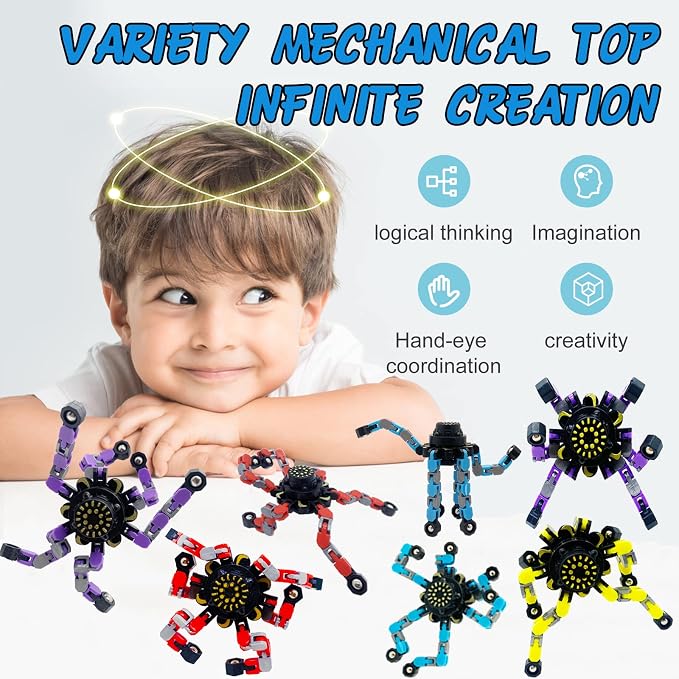 16Pc Fingertip Gyro Fingertip Mechanical Top DIY Deformation Robot Metal - Image 3