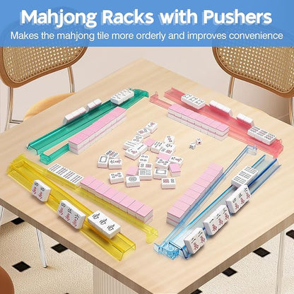 Mahjong Racks with Pushers Set of 4, Mahjong Tile Pushers and Racks, Acrylic - Image 6