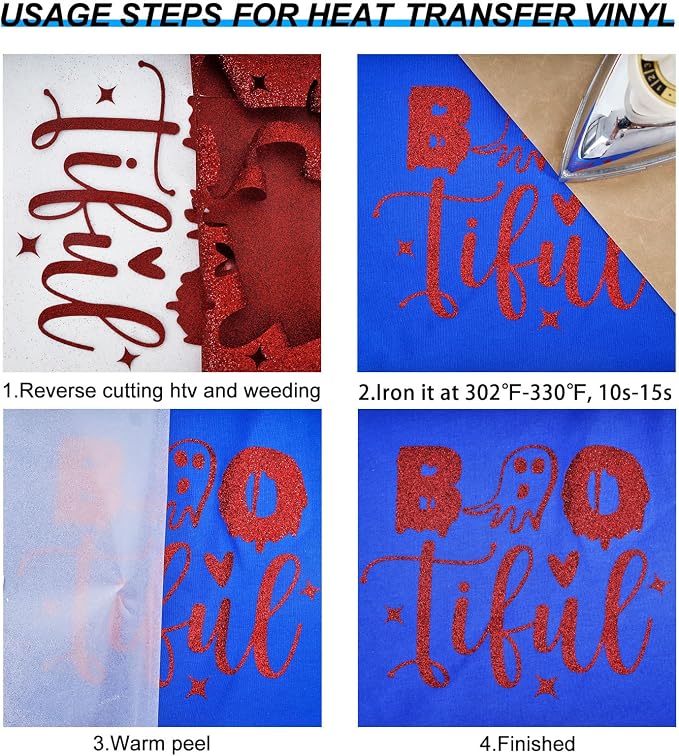 FUNKAKA Glitter Red HTV Heat Transfer Vinyl Rolls - Image 4