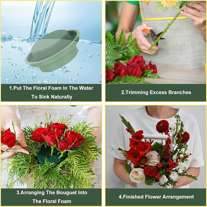 16 Packs Floral Foam with Bowl, Versatile Round Wet Foam - Image 3