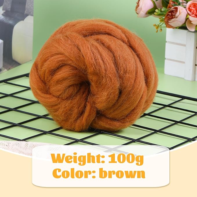 3.53oz Wool Roving Yarn, Wool Felting Supplies, Pure Wools, Chunky Yarn - Image 2