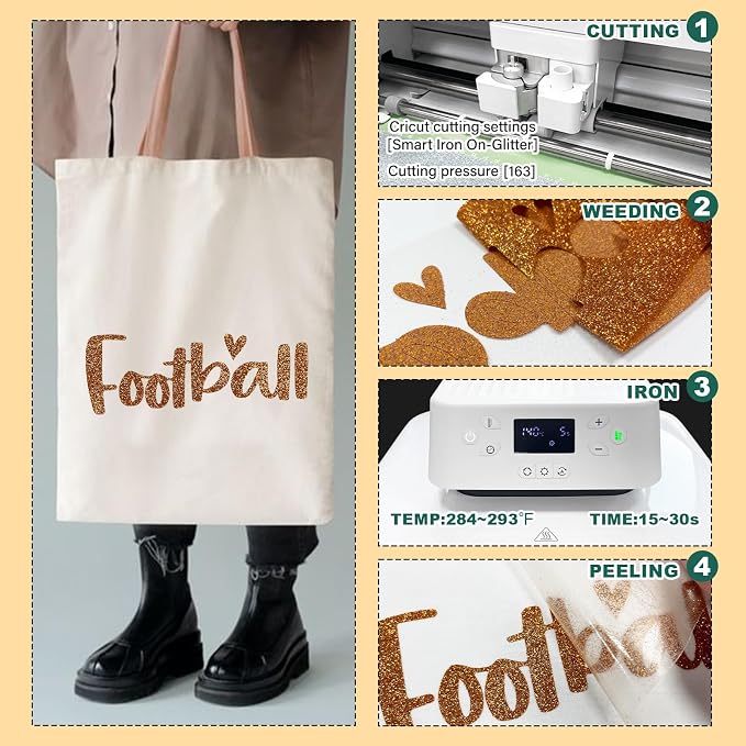 Coffee Orange Glitter HTV Heat Transfer Vinyl, - Image 5