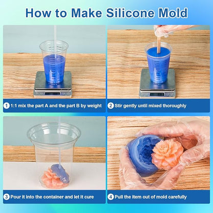 Silicone Mold Making Kit, 22oz 15A Elastic Liquid Silica Gel, Color Sapphire - Image 4