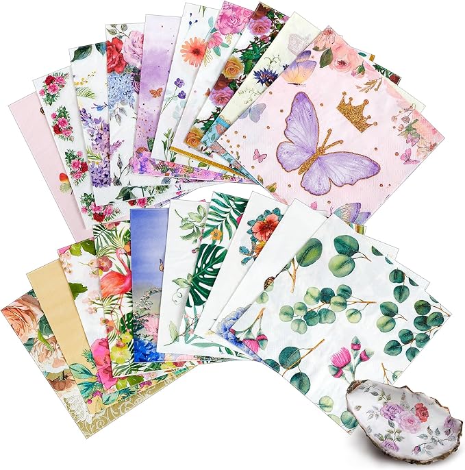 Crtiin 20 Pack Assorted Floral Napkins - Image 2