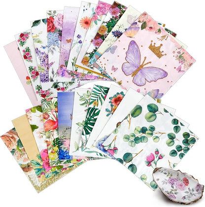 Crtiin 20 Pack Assorted Floral Napkins - Image 2