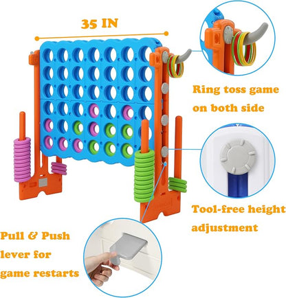 SDADI Height Adjustable Giant 4 in a Row Connect Game, 2-in-1 Jumbo 4-to-Score - Image 3