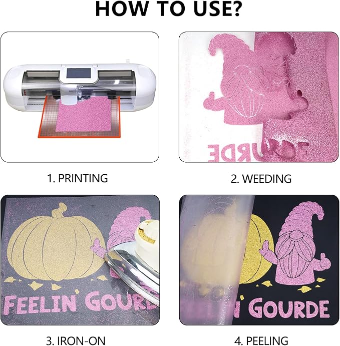 guangyintong Glitter Purple Pink Heat Transfer Vinyl HTV Rolls - Image 6