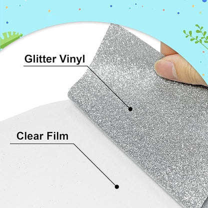 Silver Glitter Heat Transfer Vinyl 12Inch*6FT Glitter Iron on Vinyl - Image 2