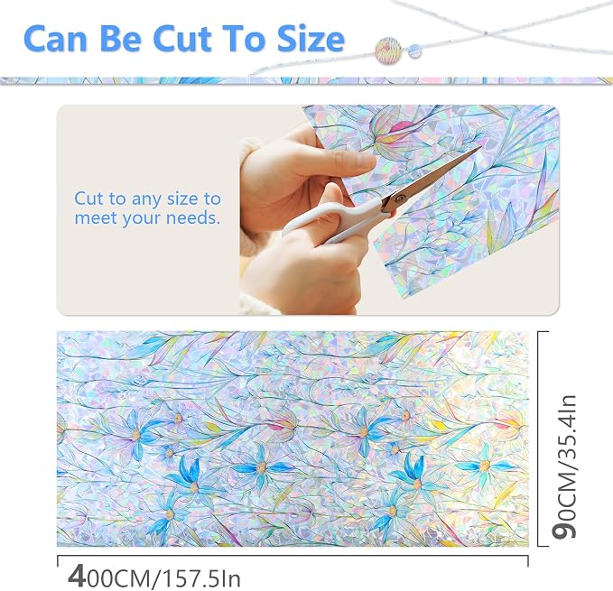 FINNEZ Window Privacy Film Stain Glass Film Flowers Rainbow Window Film Window - Image 6