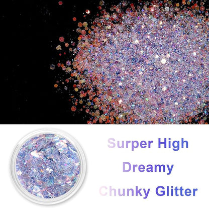 Renfio Opal Chunky Glitter, 1.75oz/50g Purple Glitter, Dreamy High Sparkle - Image 2
