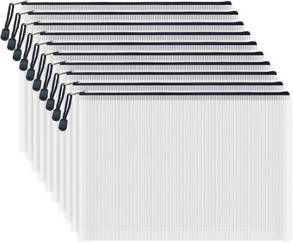 AUSTARK 10 Pcs Zipper File Bags, Waterproof Plastic Mesh Pouch by AUSTARK