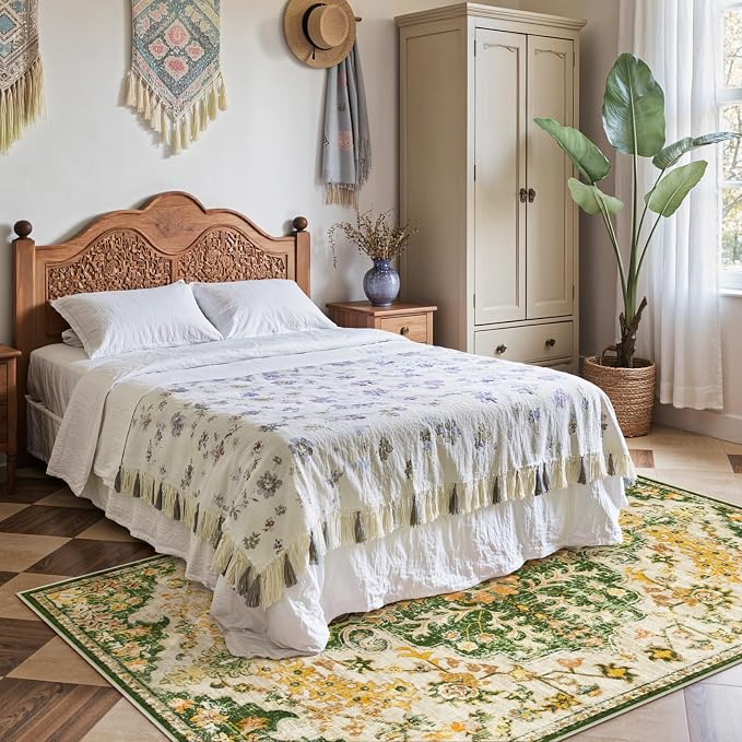 Lahome Bohemian Floral Medallion Area Rug - Image 2