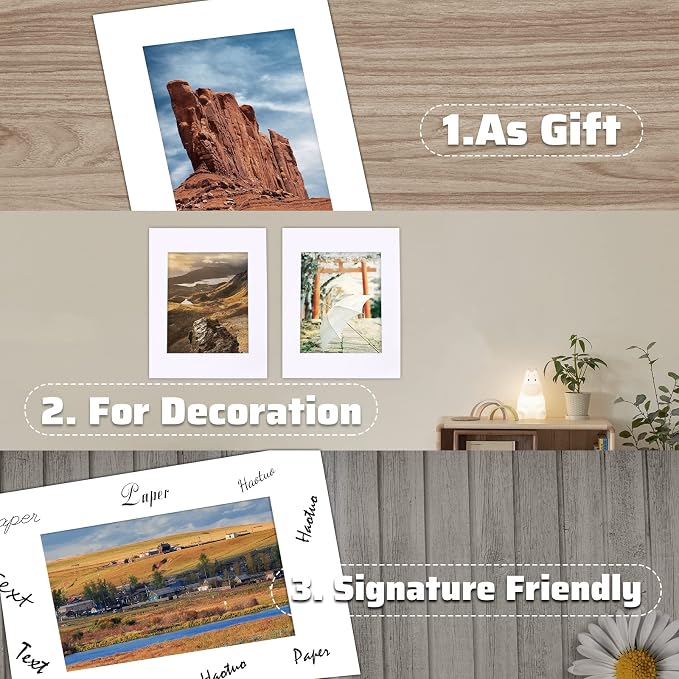 HOTUO 10 Pack Acid Free White Picture Frame Mats, Pre-Cut 11x14 Picture Mats - Image 3