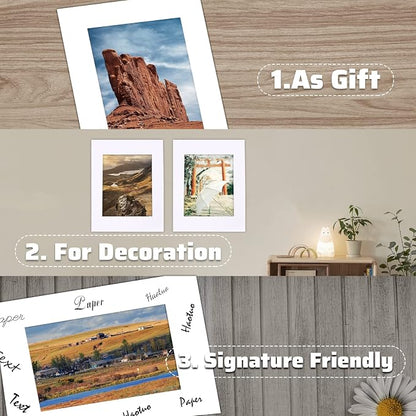 HOTUO 10 Pack Acid Free White Picture Frame Mats, Pre-Cut 11x14 Picture Mats - Image 3