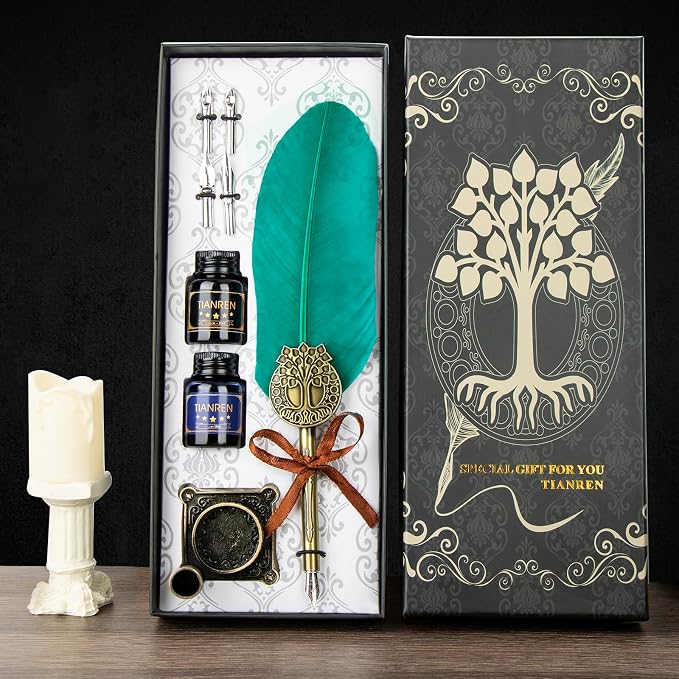 Quill pen ink set, Feather Pen and Ink Set, Antique Calligraphy Pen - Image 5