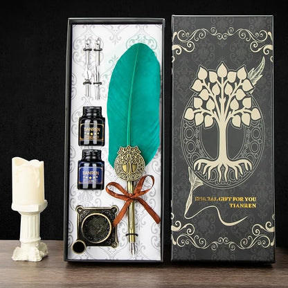 Quill pen ink set, Feather Pen and Ink Set, Antique Calligraphy Pen - Image 5