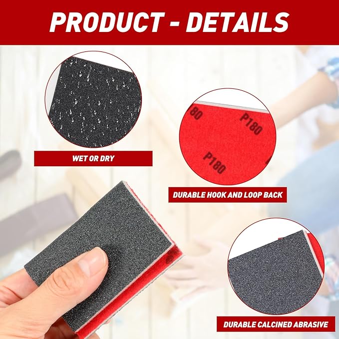 24 Pcs Sanding Sponge 400 Grit, Washable & Reusable Sanding Blocks - Image 6