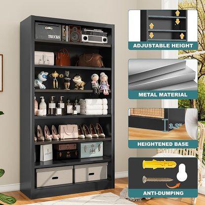 55" Storage Cabinet with 6 Adjustable Shelves, Metal Shelving Unit - Image 5