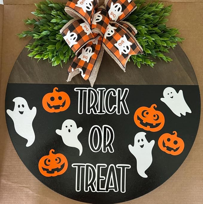 Halloween Stencils for Painting on Wood 12” Round Halloween Stencil Hey Boo - Image 6
