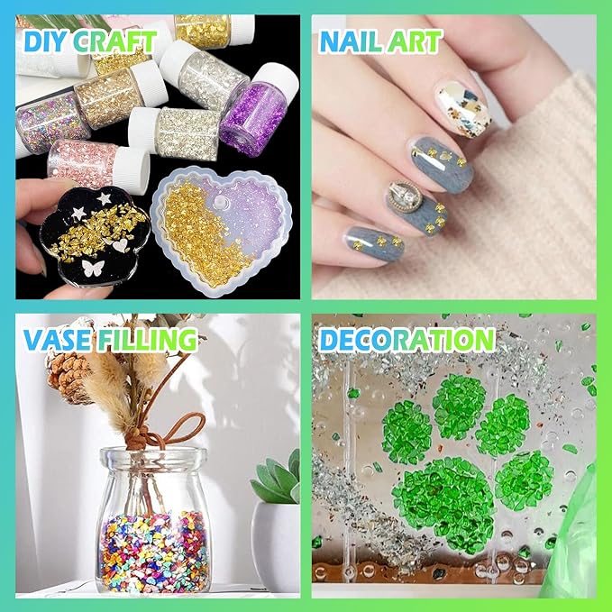 Matio 12 Colors Crushed Glass Irregular Glitter, 4.23oz/ 120g Crushed Broken - Image 6