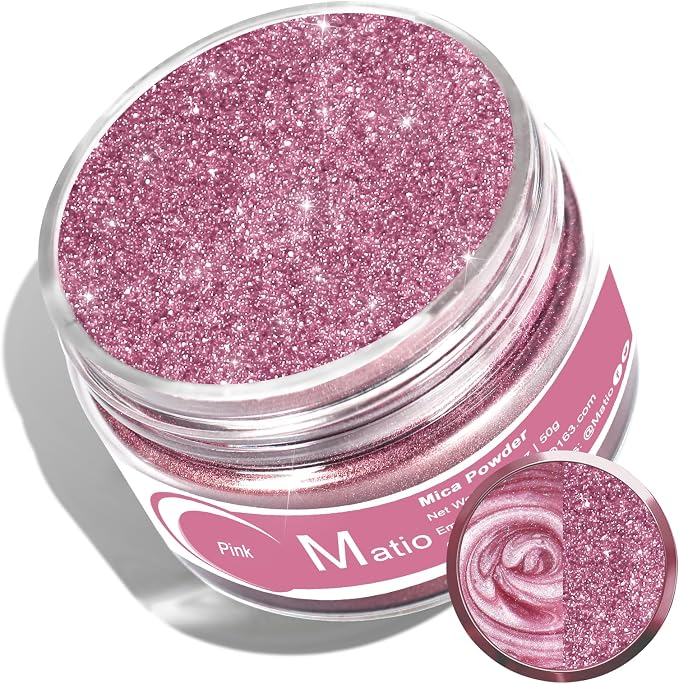 Matio Pink Mica Powder for Epoxy Resin, 1.8oz/ 50g Pearlescent Effect Mica by Matio