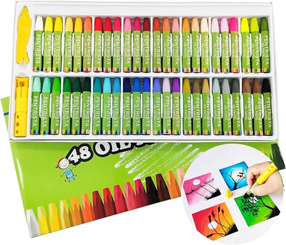 Oil Pastels Set of 48 Assorted Colors, Non-Toxic Soft Oil Pastel Crayons by PENTRISTA