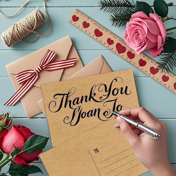 Kraft 4x6 Blank Postcards for Mailing, Thick Cardstock, Thank You, Invitations - Image 3